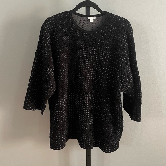 J Jill Pure Jill Oversized Boxy Textured Black Sweater Top Size Small - Picture 1 of 4